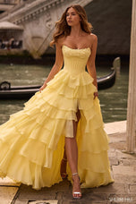 Sherri Hill Lovely Strapless Ruffle Prom Dress 57541