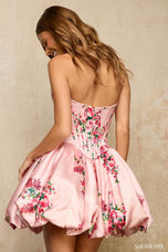 Sherri Hill Bubble Hem Pink Print HoCo Dress 57544