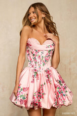 Sherri Hill Bubble Hem Pink Print HoCo Dress 57544