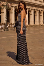 Sherri Hill Long Beaded Side Bow Dress 57549