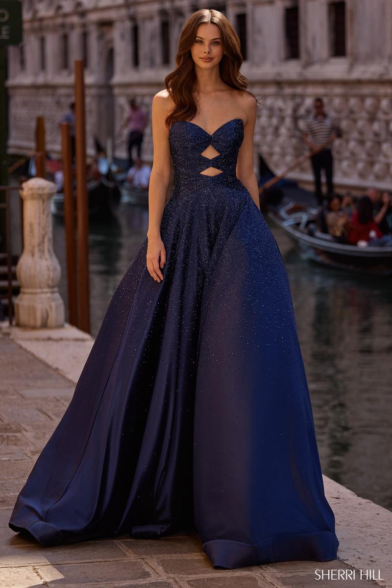 Sherri Hill Strapless Cut Out HoCo Court Dress 57552