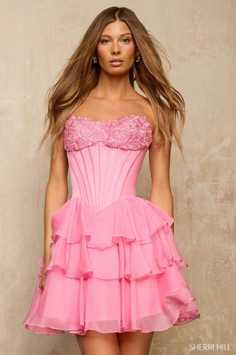 Sherri Hill Strapless Ruffle HoCo Dress 57573