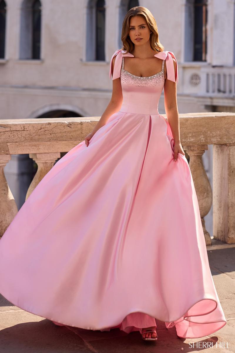 Sherri Hill Bow Satin Ballgown Dress 57574 Ivory / 6 Sherri Hill Bow Satin Ballgown Dress 57574 Ivory / 6