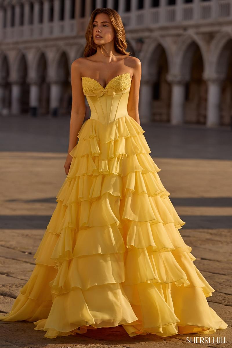 Sherri Hill Ruffle Ball Gown Dress 57586