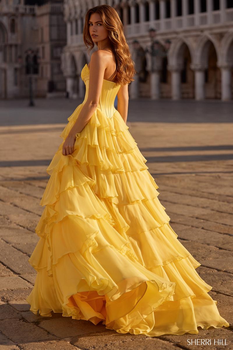 Sherri Hill Ruffle Ball Gown Dress 57586