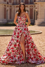 Sherri Hill Strapless Corset Floral Prom Dress 57723
