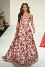 Sherri Hill Strapless Corset Floral Prom Dress 57723