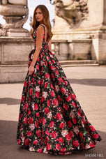 Sherri Hill Basque Waist Floral Print Prom Dress 57725