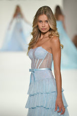 Sherri Hill Heat Stone Corset Ruffle Prom Dress 57739