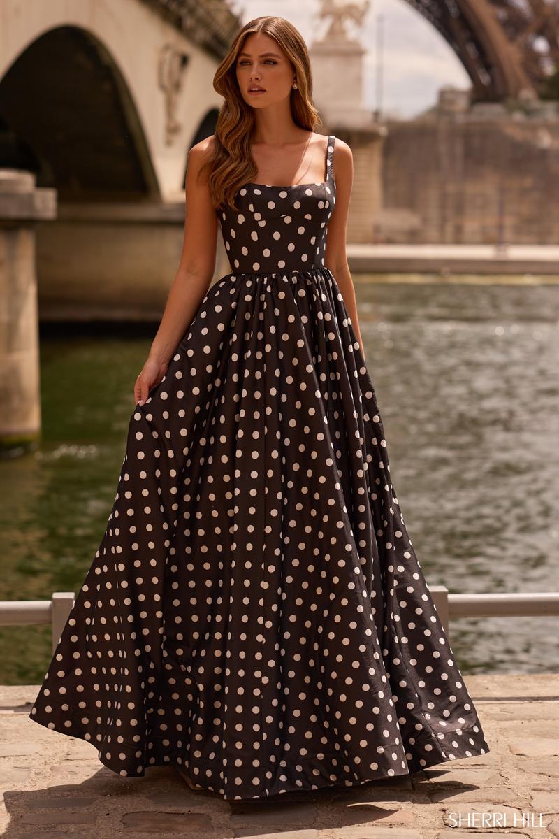 Sherri Hill Polka Dot Ball Gown Dress 57787 Sherri Hill Polka Dot Ball Gown Dress 57787