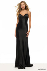 Sherri Hill Simple Satin V-Neck Slip Dress 57822