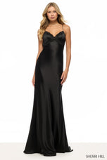 Sherri Hill Simple Satin V-Neck Slip Dress 57822