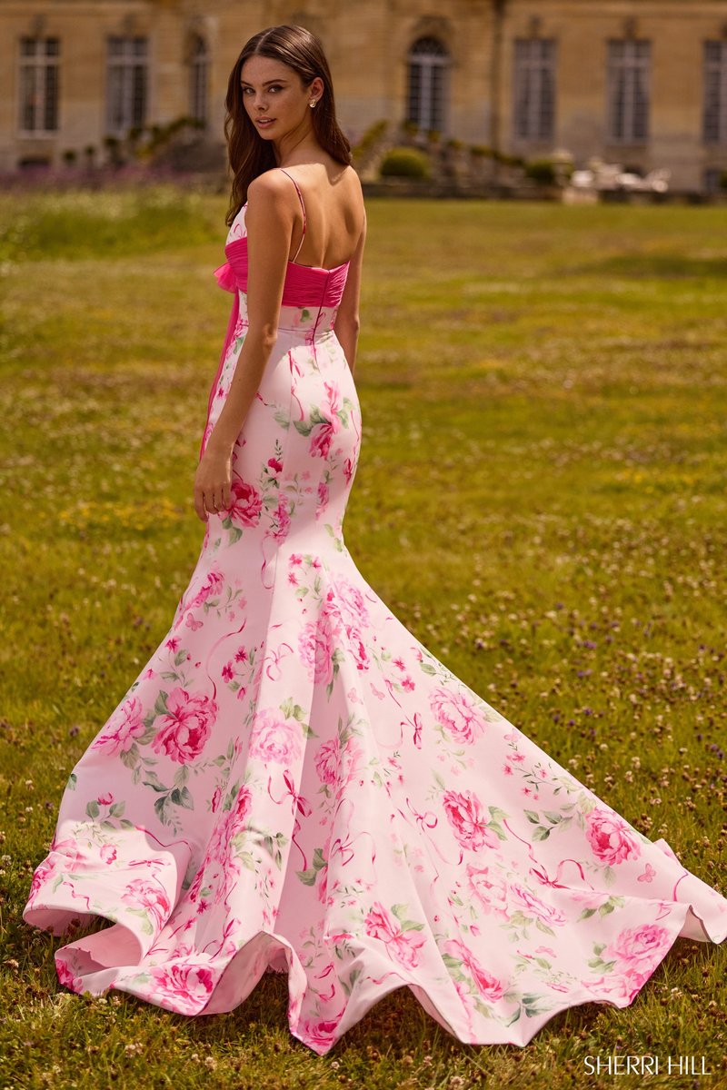 Sherri Hill Floral Print Mermaid Prom Dress 57834