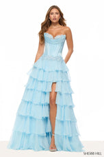 Sherri Hill Lace Detail Corset Ruffle Prom Dress 57868