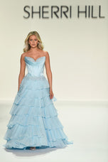 Sherri Hill Lace Detail Corset Ruffle Prom Dress 57868