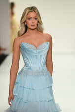 Sherri Hill Lace Detail Corset Ruffle Prom Dress 57868