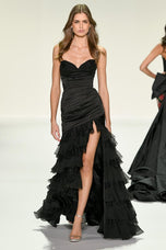 Sherri Hill Ruched Ruffle Lace Prom Dress 57874