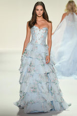 Sherri Hill Floral Print Corset Prom Dress 57913