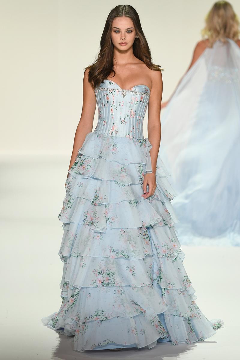 Sherri Hill Floral Print Corset Prom Dress 57913