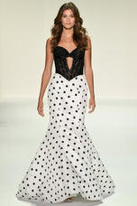 Sherri Hill Lace Polka Dot Strapless Prom Dress 57932