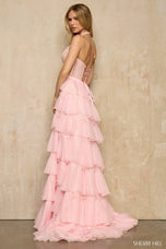 Sherri Hill Ruffle Lace Halter Prom Dress 57940
