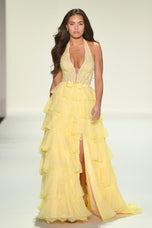 Sherri Hill Ruffle Lace Halter Prom Dress 57940