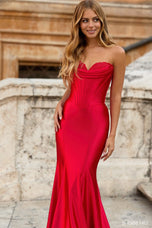 Sherri Hill Satin Fitted Corset Prom Dress 57986