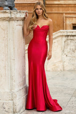 Sherri Hill Satin Fitted Corset Prom Dress 57986 - B