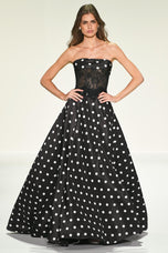 Sherri Hill Polka Dot Illusion Ball Gown Dress 57988