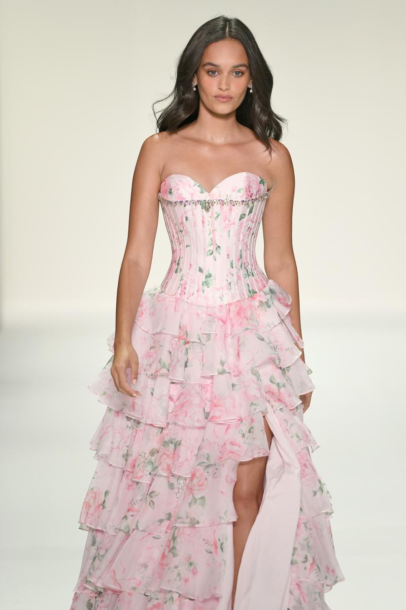 Sherri Hill Drop Waist Corset Floral Prom Dress 57996 Sherri Hill Drop Waist Corset Floral Prom Dress 57996