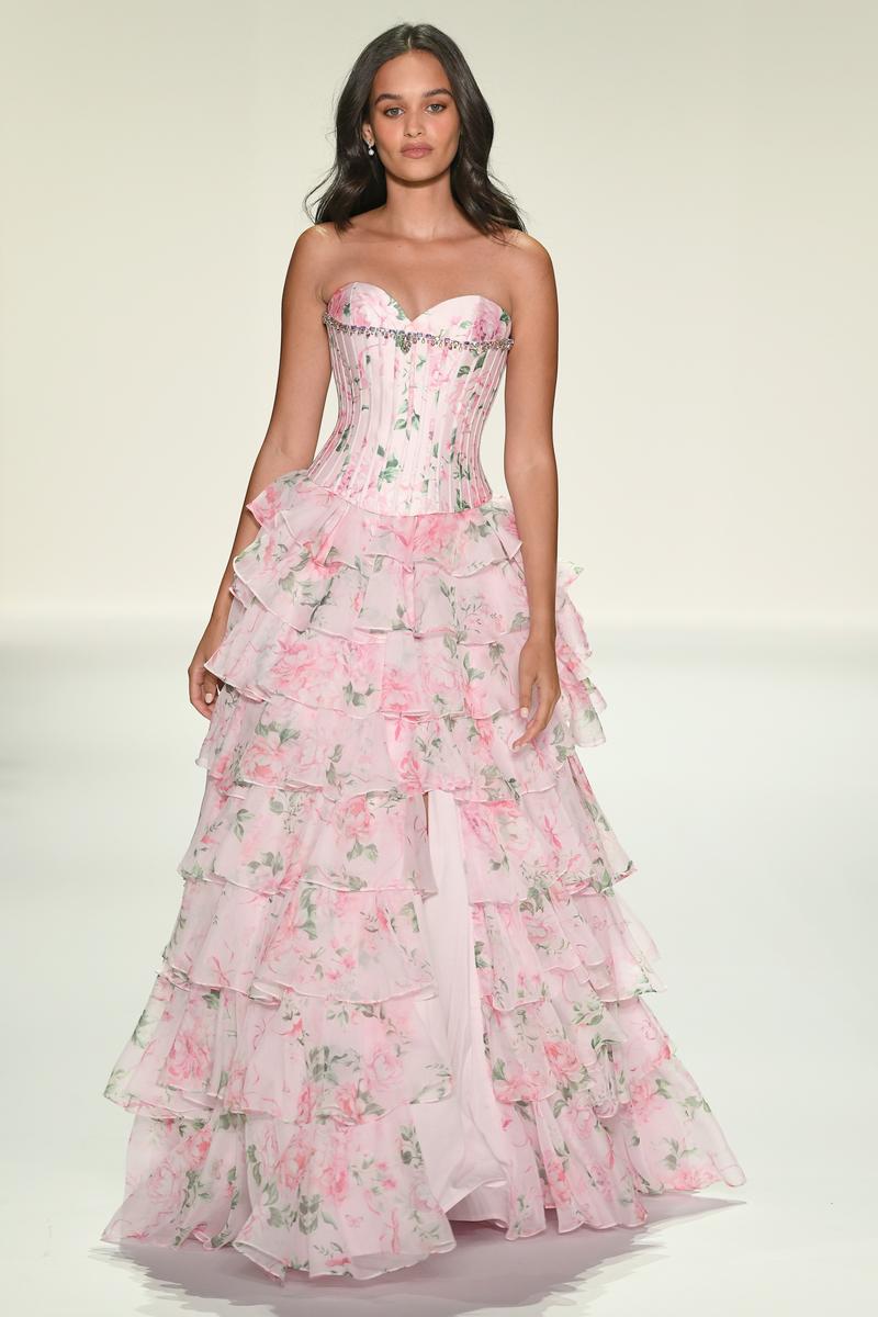 Sherri Hill Drop Waist Corset Floral Prom Dress 57996 Sherri Hill Drop Waist Corset Floral Prom Dress 57996