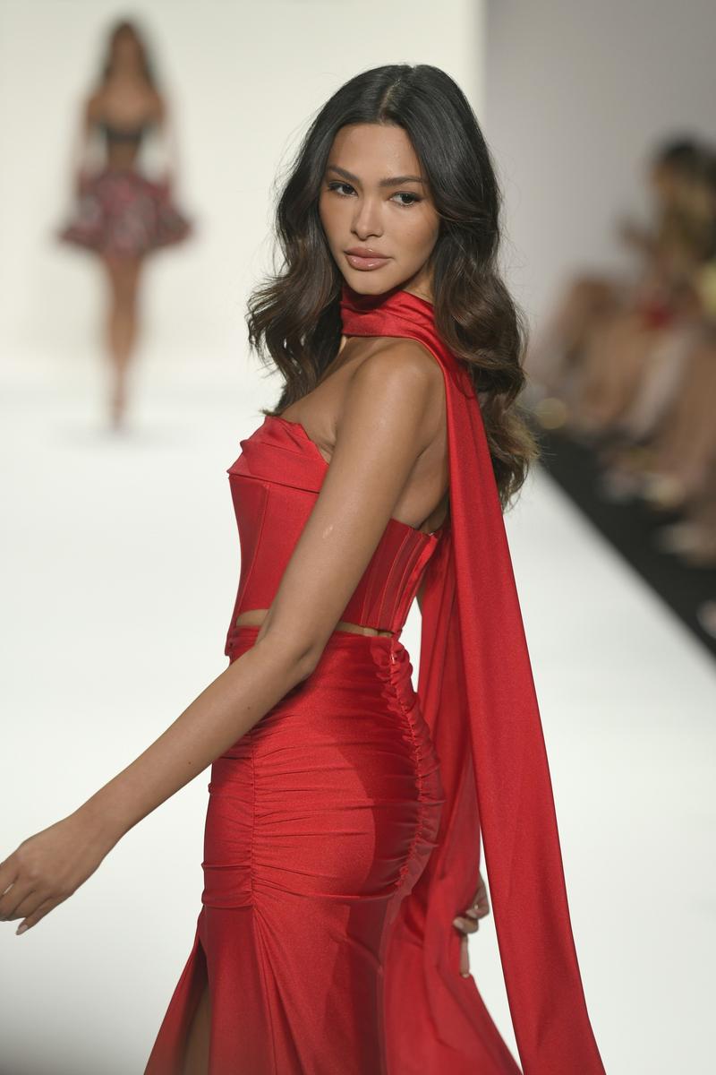 two piece red dress prom Halter Fitted Open Back Train Two-Piece Jersey Dress JA763 by Jessica Angel Red / XL
