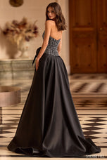 Sherri Hill Strapless Corset Pearl Prom Dress with Bow 58010
