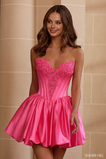 Sherri Hill Bubble Hem Strapless Corset Homecoming Dress 58016