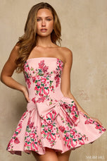 Sherri Hill Strapless Drop Waist Floral Homecoming Dress 58019