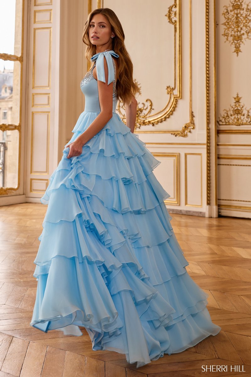 Sherri Hill Ruffle A-Line Long Dress 58041