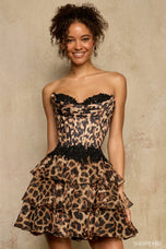 Sherri Hill Cheetah Print Ruffle Homecoming Dress 58057