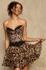 Sherri Hill Cheetah Print Ruffle Homecoming Dress 58057