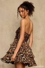 Sherri Hill Cheetah Print Ruffle Homecoming Dress 58064