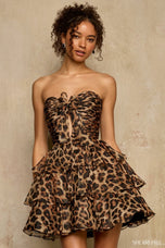 Sherri Hill Cheetah Print Ruffle Homecoming Dress 58064