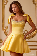 Sherri Hill Satin A-Line Homecoming Dress 58066