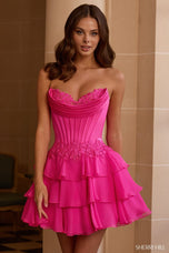 Sherri Hill Lace Peekaboo Corset Homecoming Dress 58076
