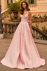 Sherri Hill Halter Pearl Ballgown Long HoCo Dress 58096