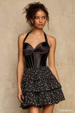 Sherri Hill Halter A-Line Pearl Homecoming Dress 58102