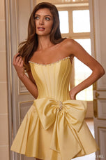 Sherri Hill Strapless Corset Bow Homecoming Dress 58115