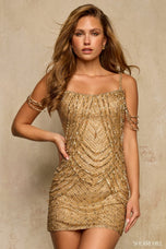 Sherri Hill Draped Beaded HoCo Dress 58133