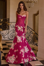Sherri Hill Floral Fitted Long Dress 58180