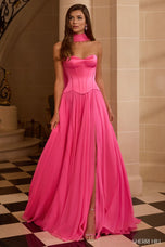 Sherri Hill Strapless Satin Corset Evening Gown 58195