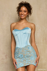Sherri Hill Satin Corset Lace HoCo Dress 58205