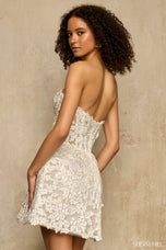 Sherri Hill Strapless Lace Corset Cocktail Dress 58206